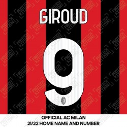 Giroud 9 (Official AC Milan 2021/22 Home Club Name and Numbering)